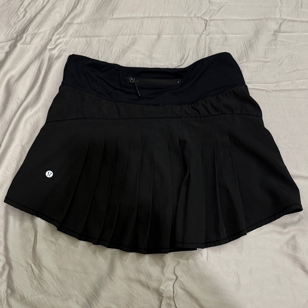 lululemon athletica Black Pleated Skater Skirt with Zip Pocket